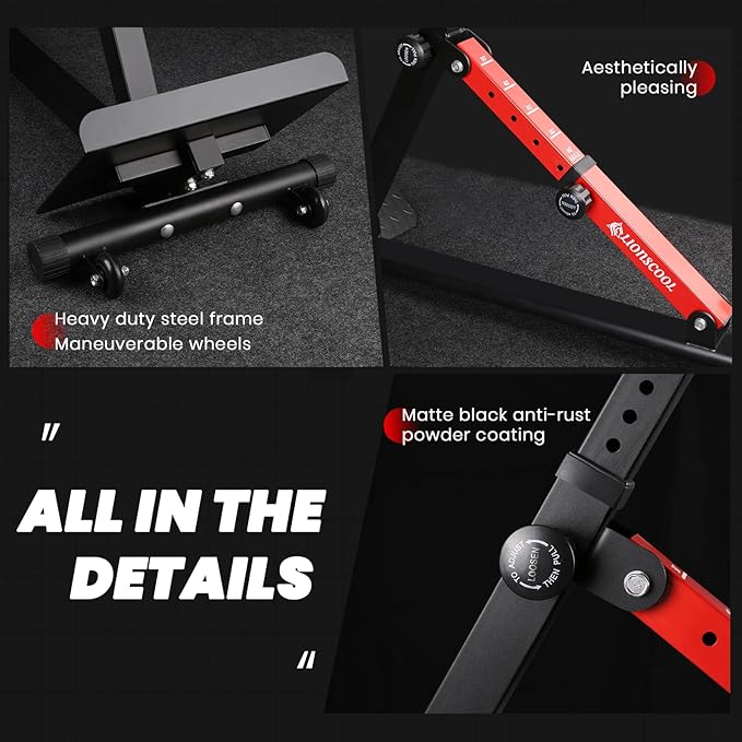 LIONSCOOL Heavy-Duty Adjustable Roman Chair - Back Extension Bench with Multiple Adjustment Functions- Hyperextension Bench Perfect for Home Gym