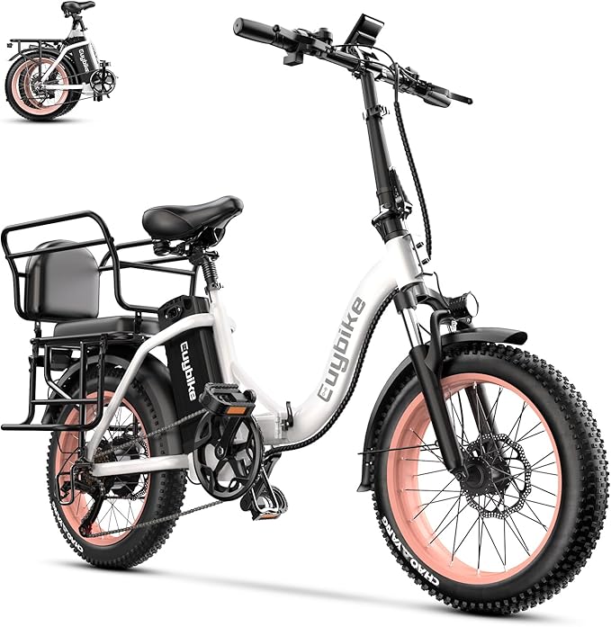 Folding Electric Bike for Adults with Peak 1000W Motor, 48V 20AH Battery up to 30MPH 80 Miles, 20" Fat Tire All Terrain Ebike, Front Suspension 7-Speed Commuter E Bike, Step-Thru, UL Certified