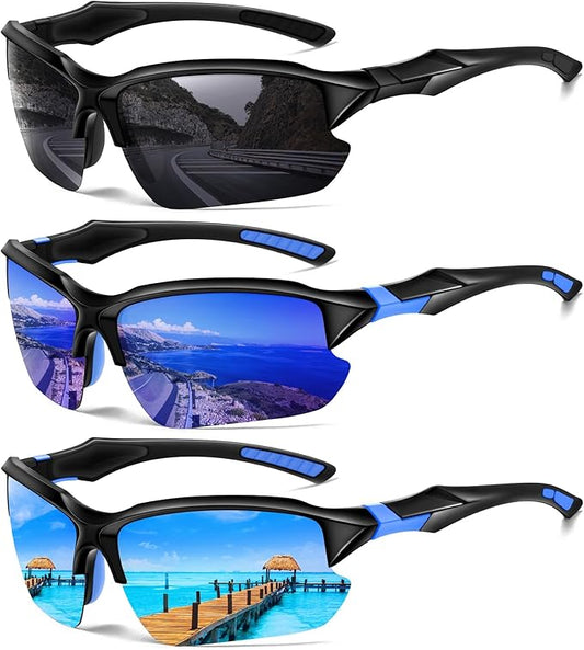 Sports Polarized Sunglasses for Men Cycling Running Fishing UV Protection Sun Glasses Lightweight Half Frame Goggles