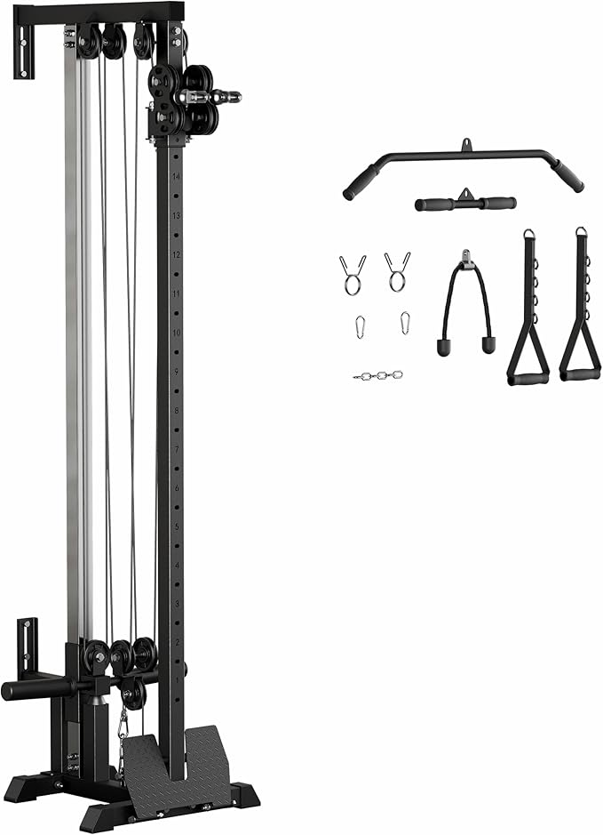 Fitness Wall Mount Cable Crossover Machine – Multi-Functional Dual Pulley System, Home Gym Equipment with Commercial-Grade Steel Frame and 400 lb Load Capacity for Home Gym.