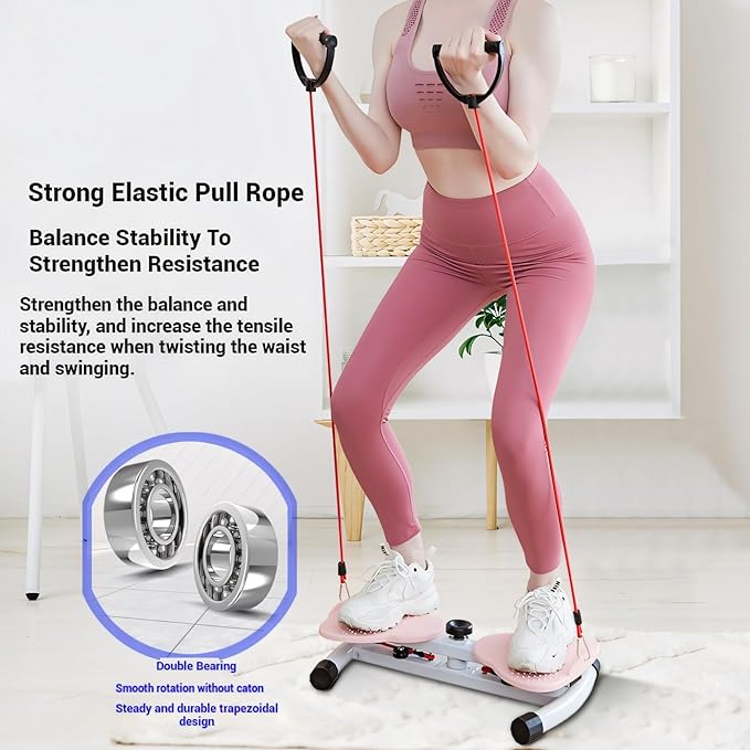 Waist Twister Board twisting machine exercise twist ab training – Noiseless Fitness Tool with Loop Resistance Bands, Foot Massage, and Core Workout for Belly Fat Loss