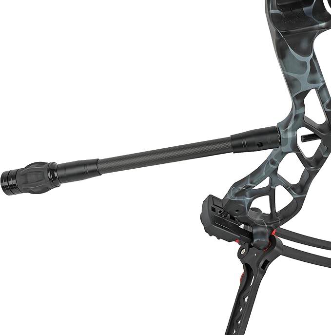 AMEYXGS Archery Bow Stabilizer for Compound Bow, 3K Carbon Fiber 6", 8", 10", 12" 15" Rods, Damping System, Weights Kit, Single Side V-Bar Mount,Quick Disconnect