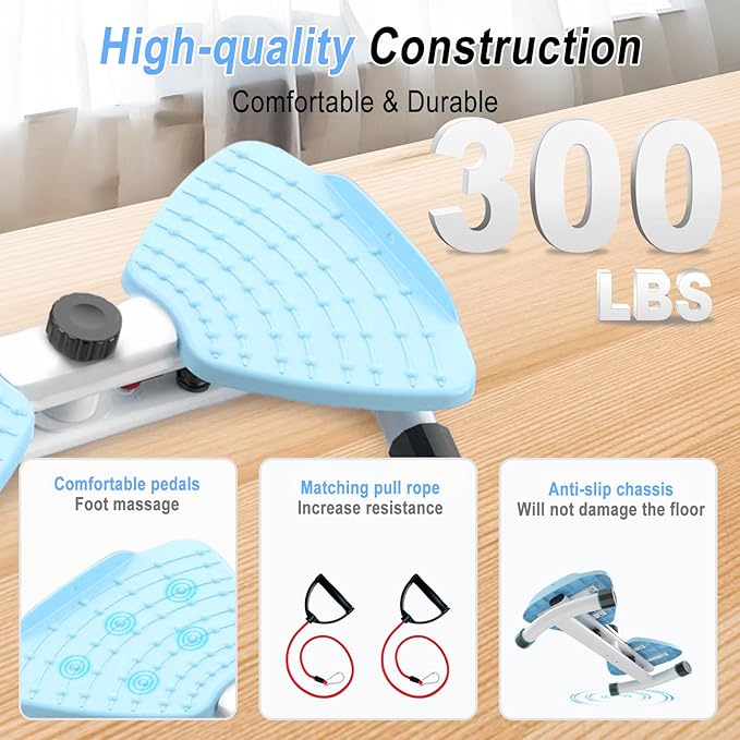 Waist Twister Machine with Resistance Bands - 300 lbs Weight Capacity, Non-Slip Twist Board, Noiseless Ab Twister for Belly Fat Loss, Home Gym Equipment for Women/Men