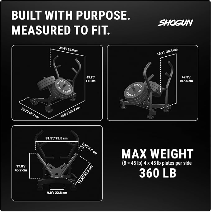 Shogun Stag Push Pull Sled – Full-Size Weighted Power Sled for Strength & Speed Training – Heavy Duty Gym Fitness with UHMW Skis & Dual Handles – Weighted for Grass, Turf & Concrete