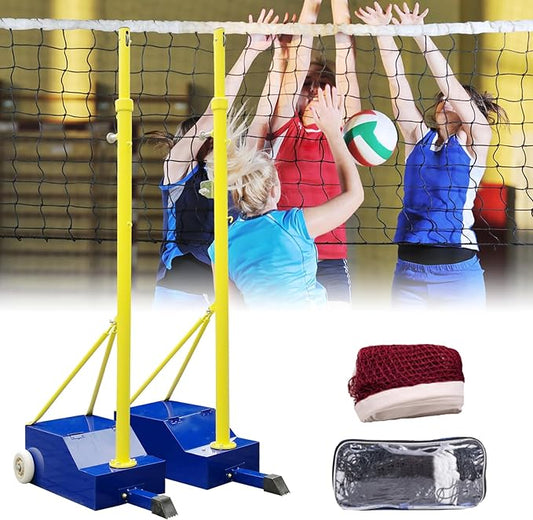 Volleyball Poles, Volleyball Net for Backyard Adjustable Height Poles, Outdoor Portable Volleybal Net Training Stands, Heavy Duty Badminton Nets Sets,for Adults Youth