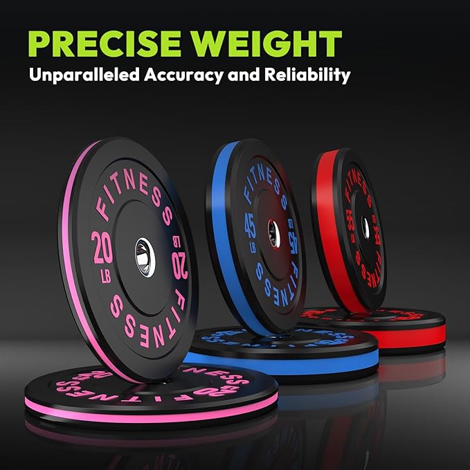 Rubber Weight Plates, Olympic Bumper Plate Set 2-Inch, 45/100 / 160/190 / 260/300 lb Barbell Weights for Home Gym, Colored Standard Strength Training Plates for Weightlifting