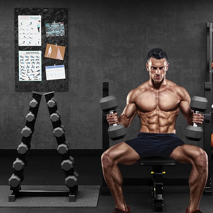 Rubber Coated Hex Dumbbell Weight Set, Multiple Sizes Exercise & Fitness Dumbbells,100LB Set,110LB Set,200LB,350LB,450LB,550LB, 35-50Lbs Pairs for Muscle Toning, Strength Building & Full Body Workout