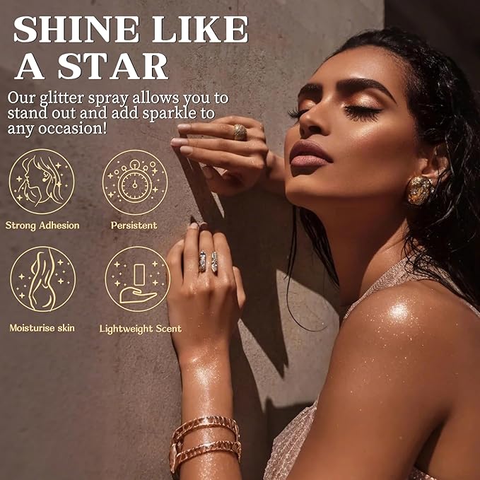 Glitter Spray for Hair and Body, Glitter Body Spray, Quick-Drying Waterproofing Body Shimmer Suitable for Festival Rave (Light Green, 2.6 fl oz)