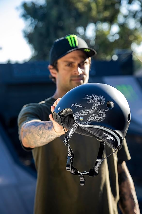 Triple Eight Deep Cover Helmet - Ideal for Skateboarding, Bicycling, BMX, and Roller Skating