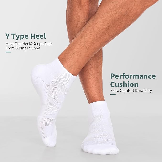 Lapulas 6 Pack Men's Ankle Socks with Cushion, Cotton Quarter Socks for Sport Training Running