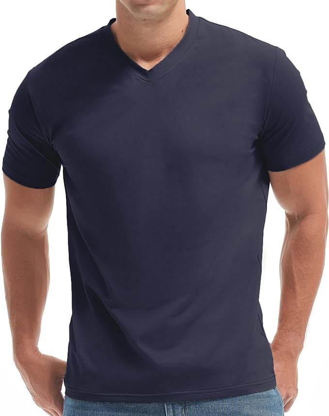 VEIISAR Premium V Neck T Shirts for Men - Modern Fitted Tees Vneck Undershirts