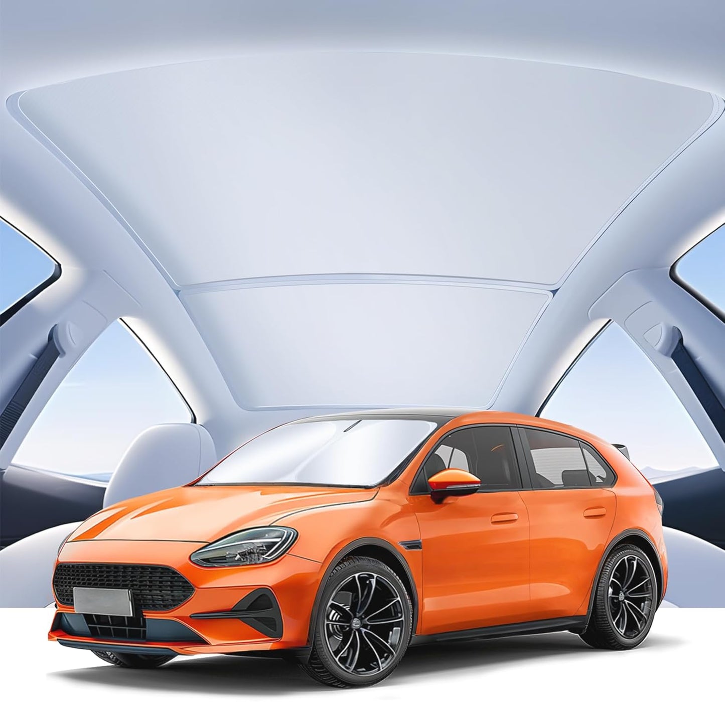 Compatible for Tesla Model Y 3Pcs Sunshade Windshield & Roof [No-Gap/Sag-Free], Portable Foldable Umbrella Heat Insulation for Tesla Model 2024-2025, Car Accessories