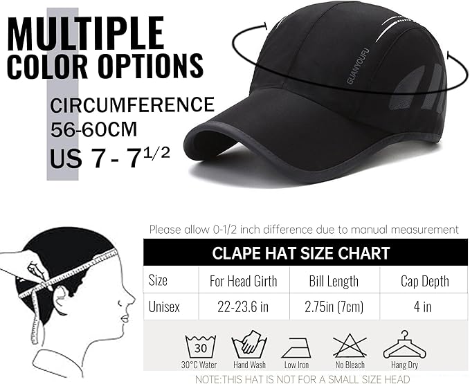 CLAPE Outdoor Sun Visor Hats Lightweight Waterproof Breathable Sports Hat UPF50+ Ultra Thin Cooling Baseball Hats