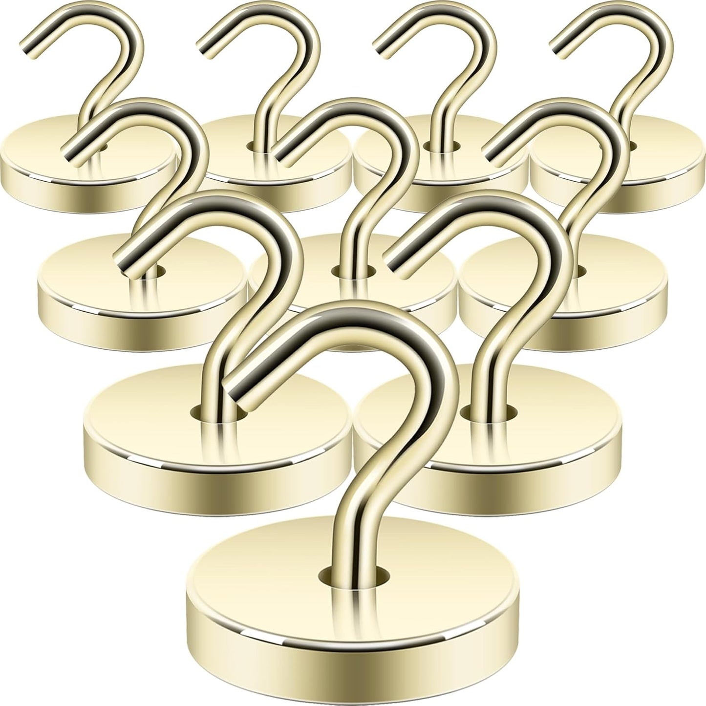 Neosmuk Magnetic Hooks, Cruise Ship Essentials, 120lb+ Heavy Duty Magnetic Hooks for Cruise Cabins, Refrigerator, Grill, Hanging, and Travel | Extra Strong Must-Haves Magnet Hook,Gold,Pack of 10