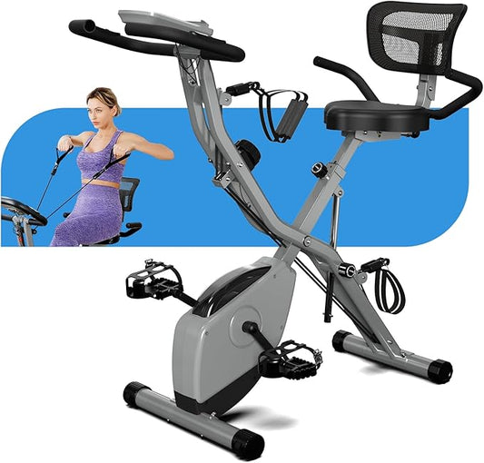 Foldable Exercise Bike Stationary Bikes for Home, 5 IN 1 Indoor Workout Bike, Cycling Bike with 16-Level Quiet Magnetic Resistance, 6.6 LBS Flywheel and 300LBS Capacity, 2025 Designed 817 X-bike