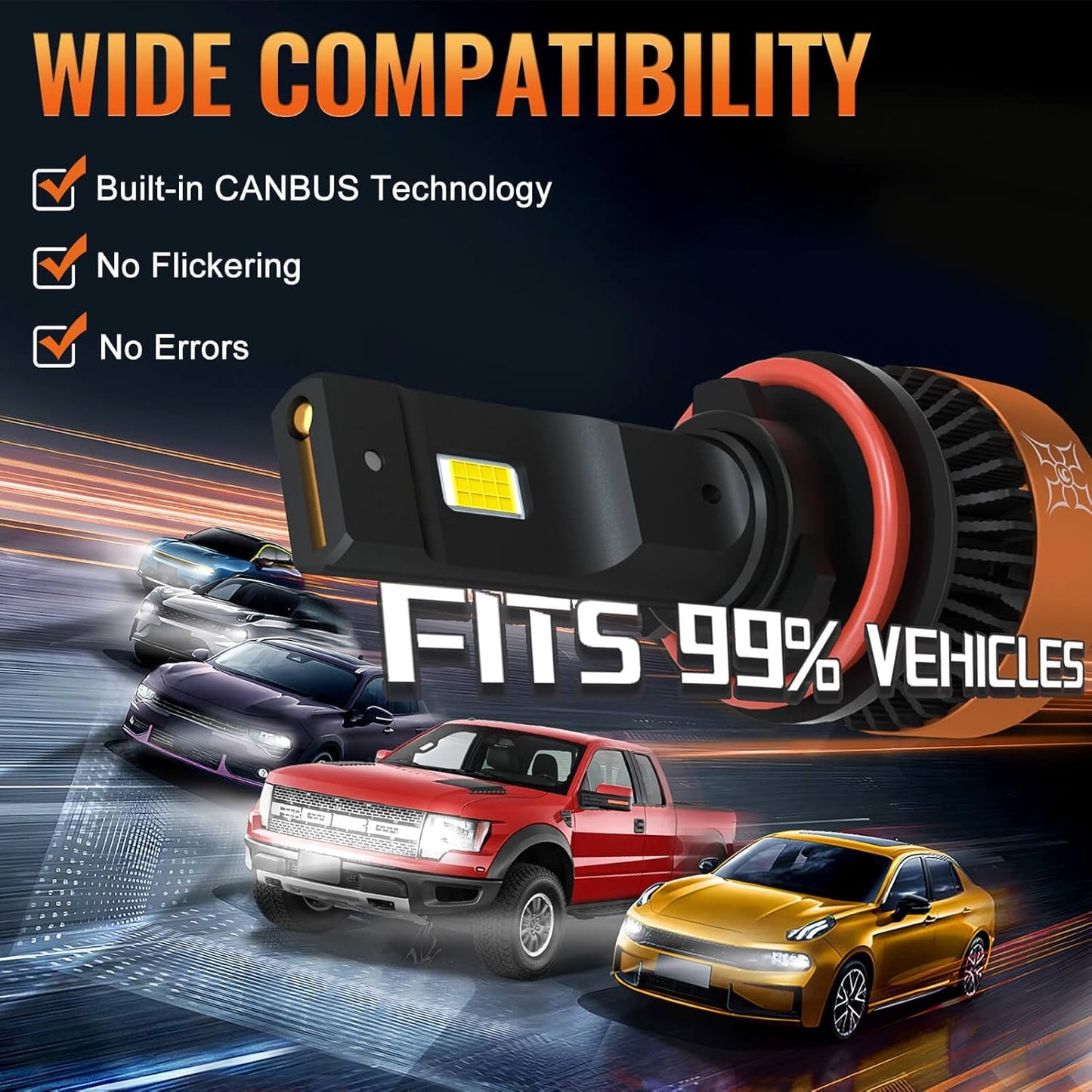 HIKARI WINGS 9005 Foglight Bulbs, 30000LM Super Bright, 6000K Cool White HB3 Light Bulb, IP68 Waterproof, Pack of 2