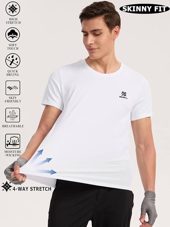 Moisture Wicking Quick Dry Soft Pickleball Workout Hiking Camping Running Shirts for Men Outdoor Sports