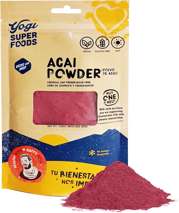 Acai Berry Powder, Freeze Dried Acai Powder - Organic Acai Powder for Smoothie Bowls, High in Nutrient-Dense Antioxidants, Made from Brazilian Acai Trees - Vegan, Gluten Free