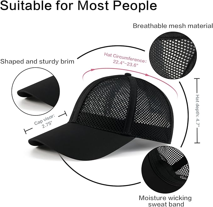 VOBOOM Breathable Full Mesh Baseball Cap for Men, Women, Lightweight Trucker Hats Outdoor Sports Wear