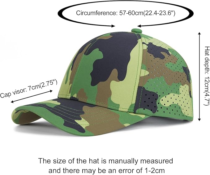 VOBOOM Men Quick Dry Baseball Cap Laser Cut Mesh Ball Curved Brim Snapback Hat