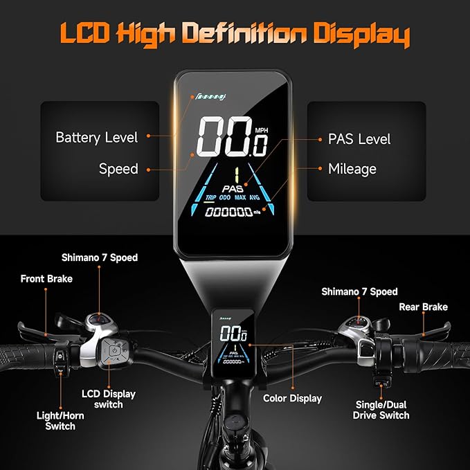 Electric Bike for Adults,Peak 2000W AWD Dual Motor Ebike,31MPH 55Miles 48V 23AH Removable Battery Electric Mountain Bike,26''*4" Fat Tire E-Bike with Front Suspension (Dual Motor Khaki)