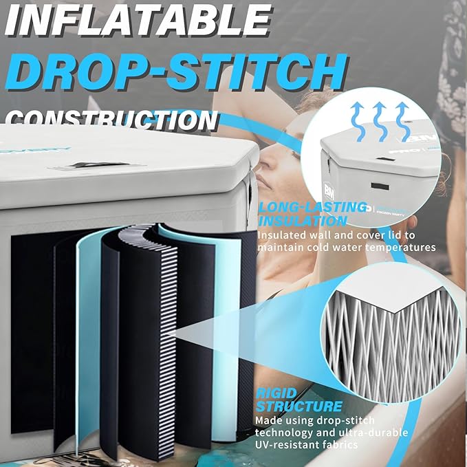 Inflatable Octagonal Ice Bath Tub for Groups, Party Cold Plunge Tub with Insulated Lid, Water Chiller Compatibility, EVA Groundsheet, Backpack, 660 Gallon, 78.74" L x 78.74" W x 27.56" H