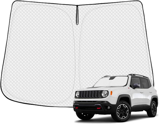 Windshield Sun Shade for 2015-2025 Jeep Renegade Accessories Thicken 6-Layer Front Window Sunshade Cover Sun Visor Protector Foldable Block UV Rays Keep Vehicle Cool