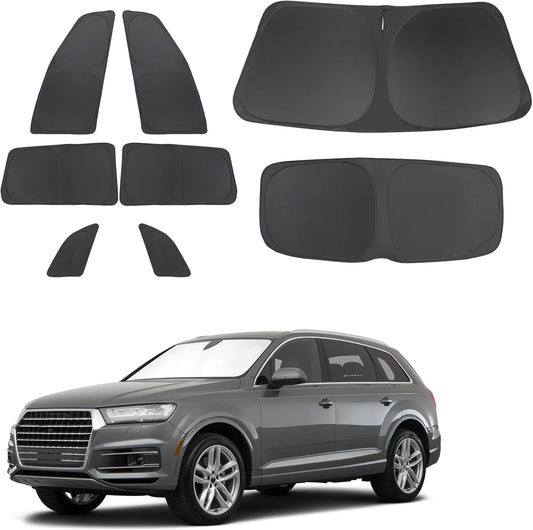 TINGLU Window Shades for Audi Q7 2007-2015 Accessories Car Side Full Windows Rear Triangular Windshield Sun Shade Sun UV Rays & Privacy Protection for Camping,Napping,Relaxing 8PCS