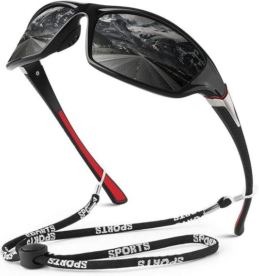 Polarized Sports Sunglasses for Men Women,Fishing Driving Rectangular Goggles UV400 Protection