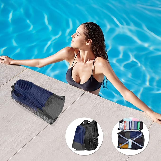 Gintenco Swim Fins, Kids Swim Training Fins for Lap Swimming, Travel Size Flippers with Mesh Bag, Silicone Swimming Fins for Kids Teens Adults Women Men