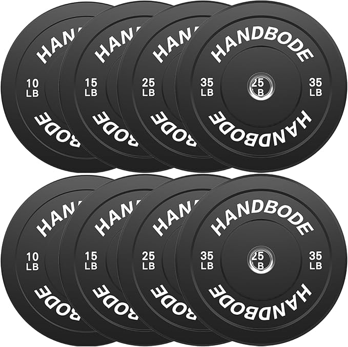 Bumper Plates 2 - Inch Olympic Weight Plate Set for Barbell, 10-55 lb Rubber Weights Sets for Home Gym, Strength Training Plate, Weight Lifting, Black