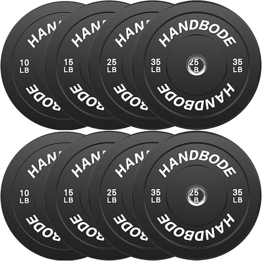 Bumper Plates 2 - Inch Olympic Weight Plate Set for Barbell, 10-55 lb Rubber Weights Sets for Home Gym, Strength Training Plate, Weight Lifting, Black