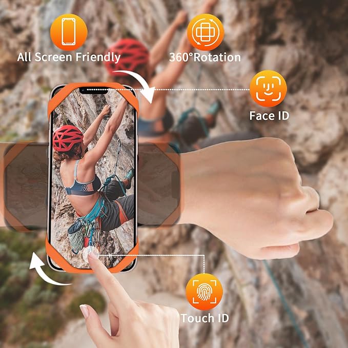 3in1 Phone Holder for Running,Arm Band/Wrist Holder/Bike Mount,Phone Armbands 360° Rotation & Detachable Fit All 4.5-7" Cellphone for iPhone 16/15/Pro/ProMax/14/13/12/mini/Pro Max/XS/XR