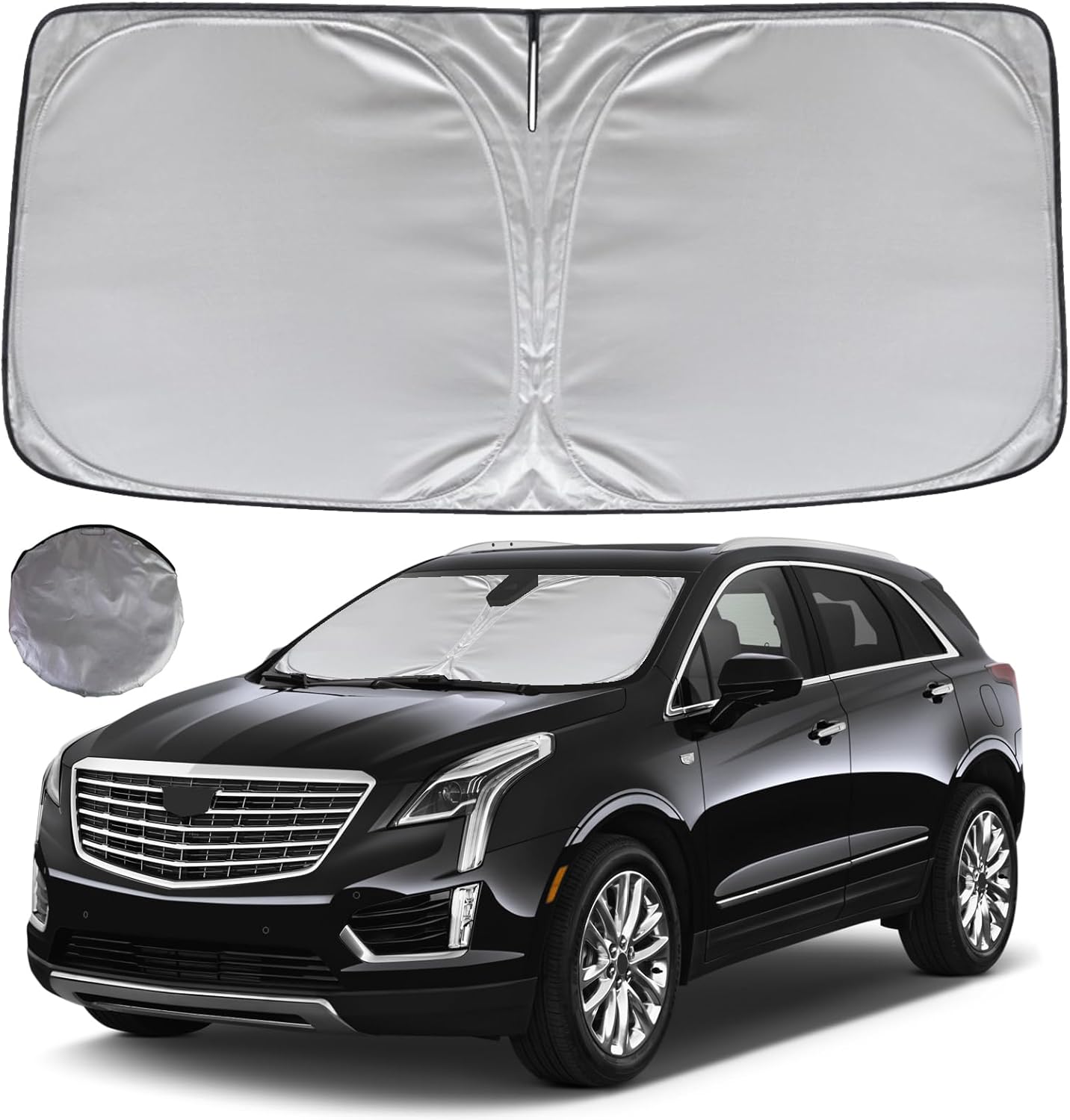 KAYZT Windshield Sun Shade for 2017-2025 Cadillac XT5 Foldable Sunshade SUV Front Window Custom Fit Car Accessories