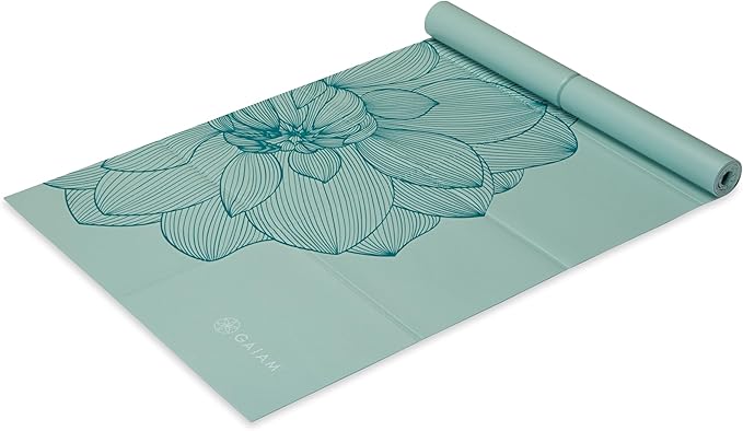 Gaiam Yoga Mat - Folding Travel Fitness & Exercise Mat - Foldable Yoga Mat for All Types of Yoga, Pilates & Floor Workouts (68"L x 24"W x 2mm Thick)