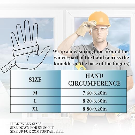 JUMPHIGH Impact Work Gloves, Mens Working Gloves with Secure Fit, Heavy Duty Mechanic Gloves with Impact Protection and Vibration Reduction, High Dexterity, Touchscreen Capable (XL)