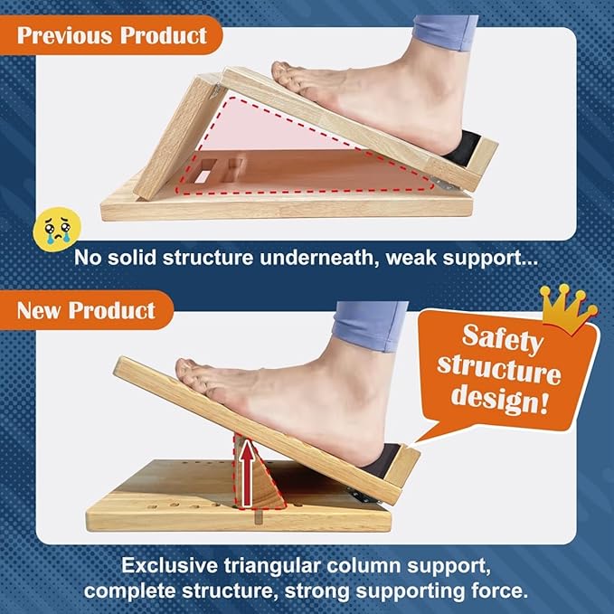 KIJO Studio Professional Wooden Calf Stretcher Slant Board 500 lbs Weight Capacity 16-Angle Adjustable Incline Calf Stretch Slant Board for Calf Stretching Exercise Squat & Physical Therapy Non-Slip