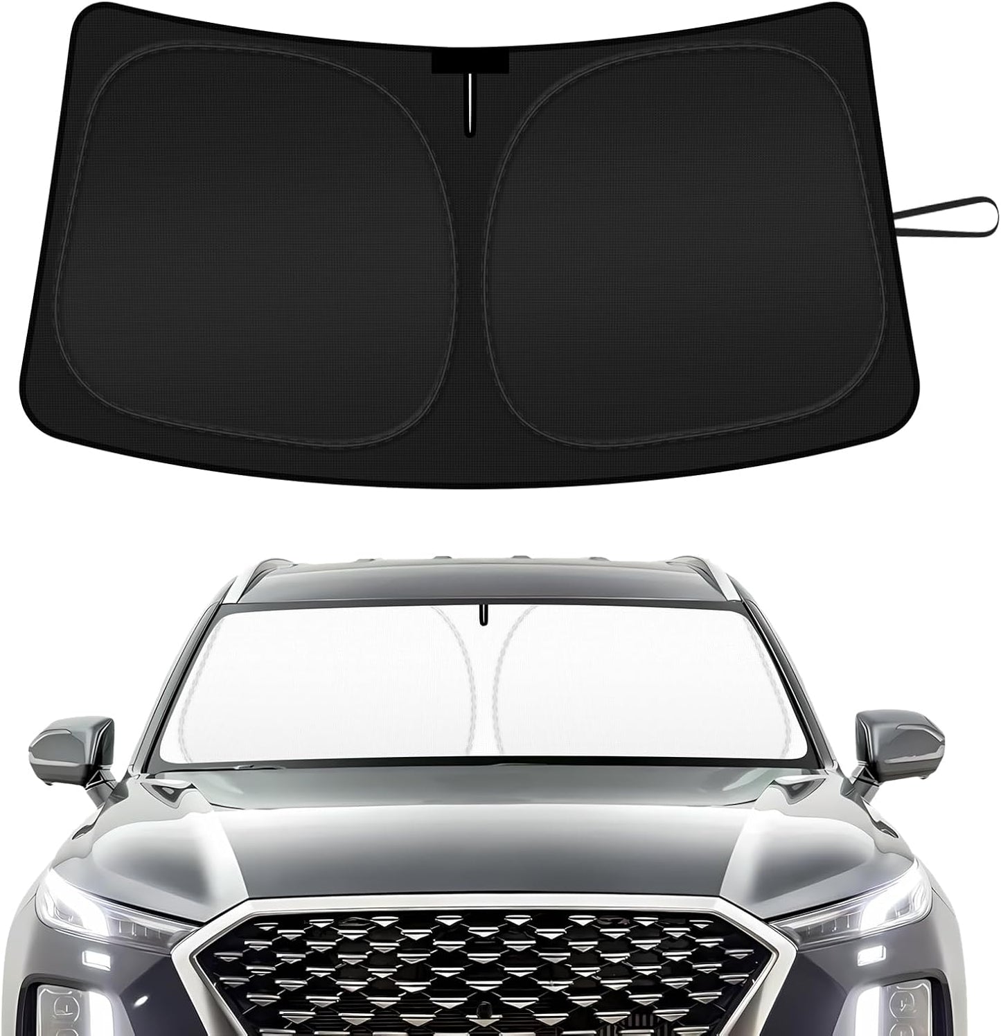 Car Windshield Sun Shade Compatible with 2020 2021 2022 2023 2024 2025 Hyundai Palisade Accessories Foldable Front Window Sunshade Custom Windshield Cover Sun Visor Block UV Rays