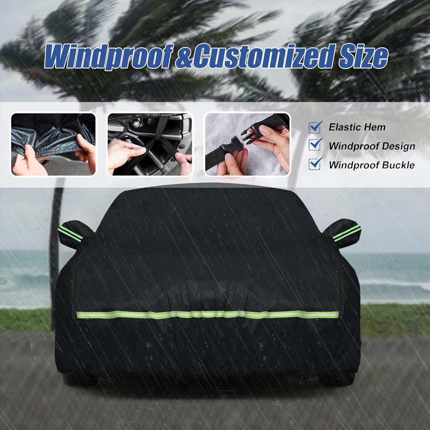 Waterproof Car Covers for 1994-2023 Mustang GT/Cobra/Shelby/Bullitt/ECOBOOST(Black) Custom Heavy Duty Waterproof All Weather Protection Outdoor