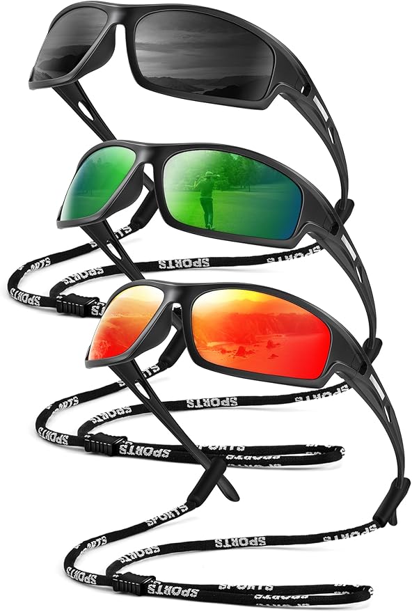 Polarized-Sunglasses-Men Sports Mens-Sunglasses: Sun-Glasses with UV400 Protection for Driving Golf Fishing Running