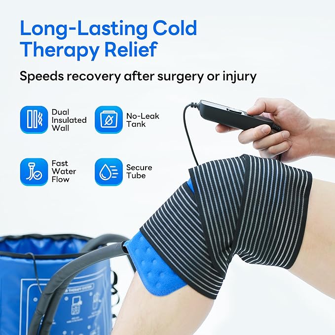 Ice Machine for Knee After Surgery, Cold Therapy Machine Portable Cooling Universal Cold Packs System for Pain Relief/Knee/Shoulder