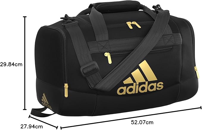 adidas Unisex Defender 4.0 Gym Duffel Bag for Men and Women, Black/Gold Metallic, Small (38L)