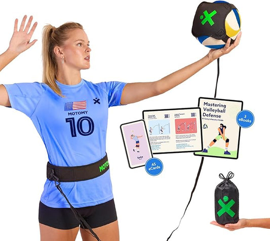 MOTOMY™ Volleyball Training Equipment Aid ‘VolleyPal’ – Solo Rebounder Trainer for Serve, Spike, Set & Pass; Indoor and Outdoor Practice Gear Gifts for Beginners & Experts