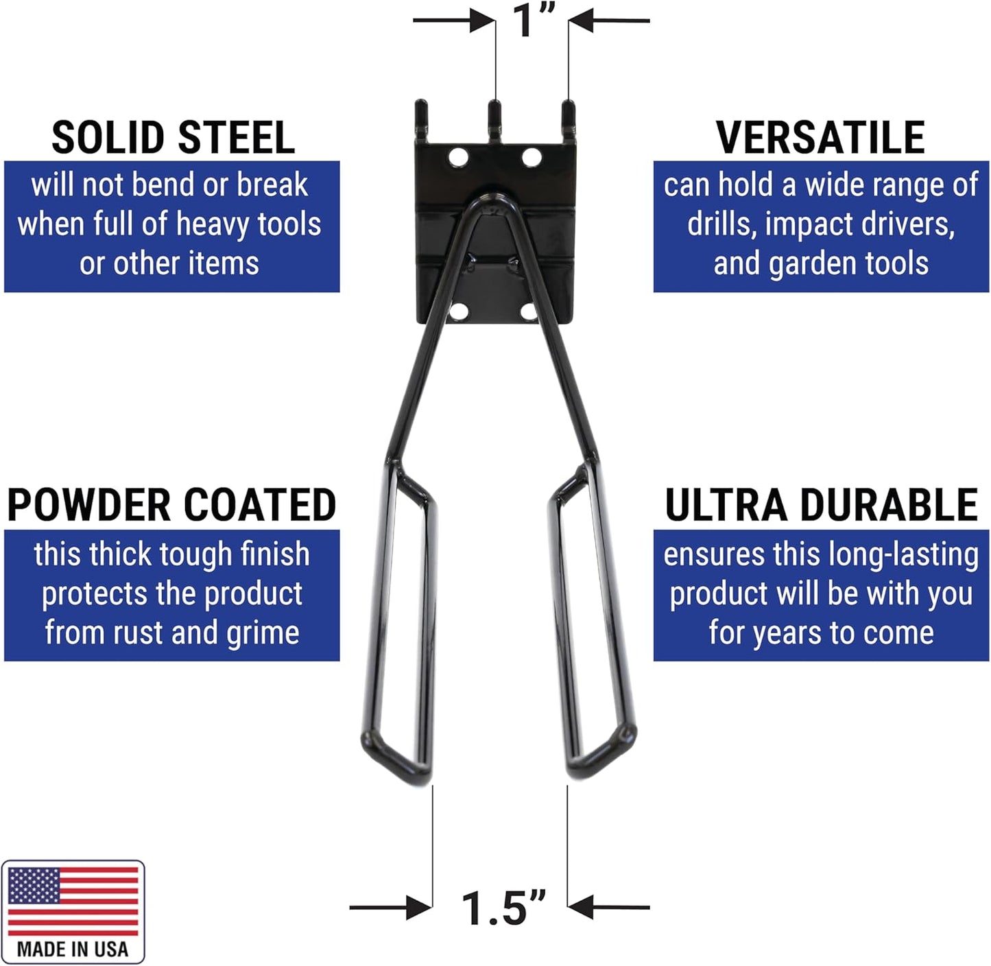 Victory Display Heavy Duty Garage Hooks | for Tools, Ladders, Garden Equipment | Fits Pegboard & Slatwall | Storage Hook for Hanging | Shed Wall Organizer for Tool Rack, Garage Wall Hangers | 3-Pack