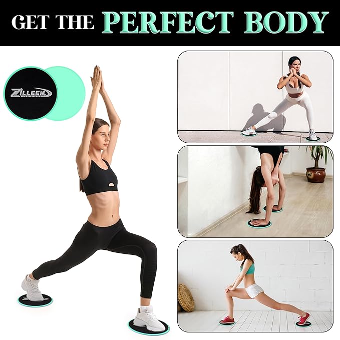 ZILLEEN Exercise Sliders for Working Out Fitness Discs for Pilates Women Men, 2 Pack
