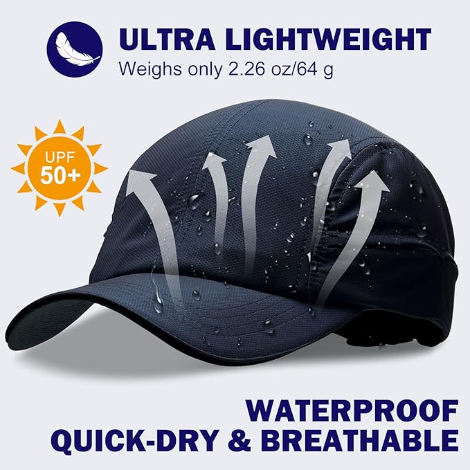 Oversize XL XXL Mens Waterproof Quick Dry Baseball Cap Lightweight Cooling Breathable Sports Hat for Big Heads 23.5"-26"