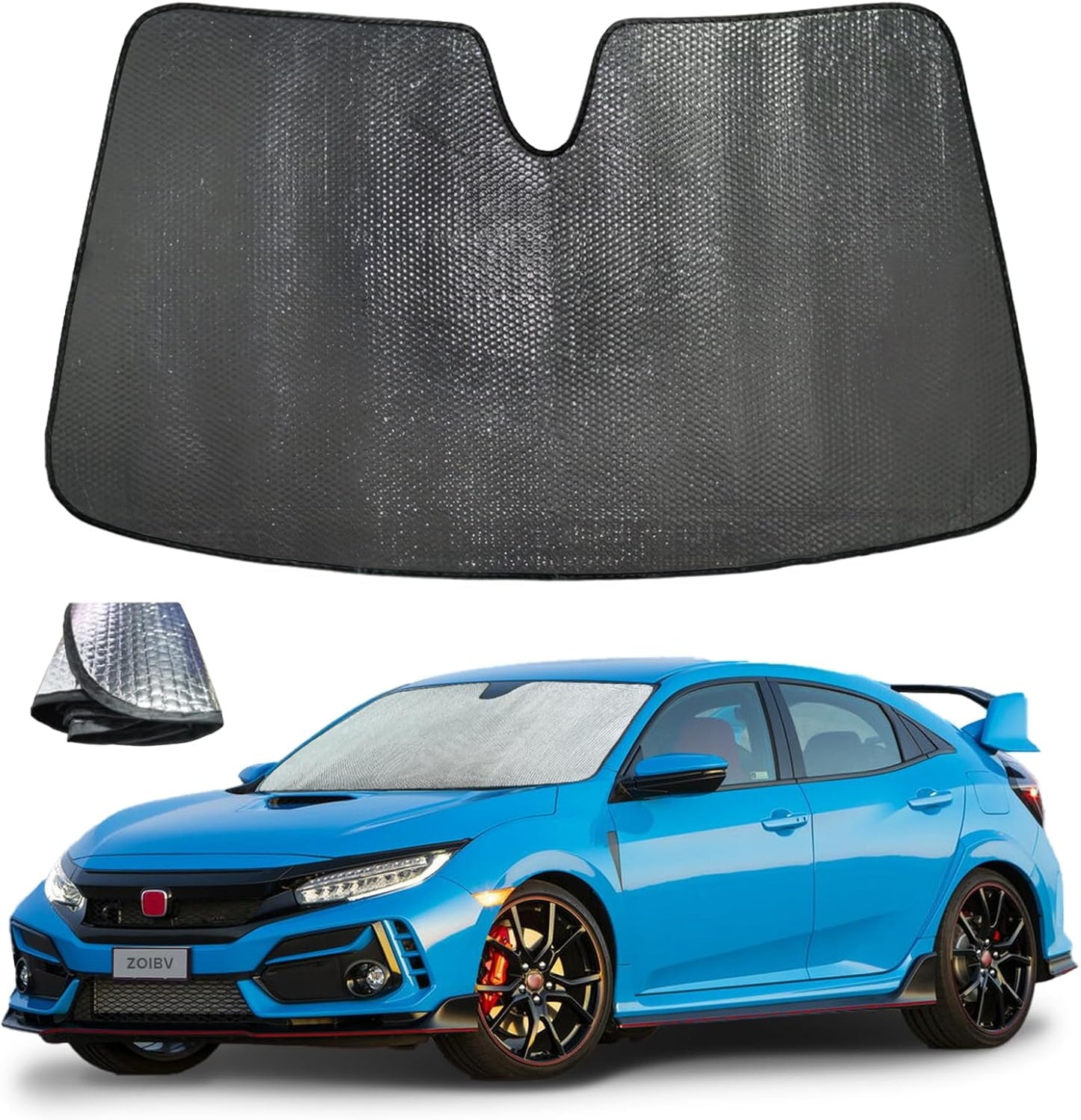 Windshield Sun Shade for Honda Civic 2016-2021 - 5-Layer Bubble Foldable Front Window Shade Sun Visor Accessories - Blocks Heat & UV Rays