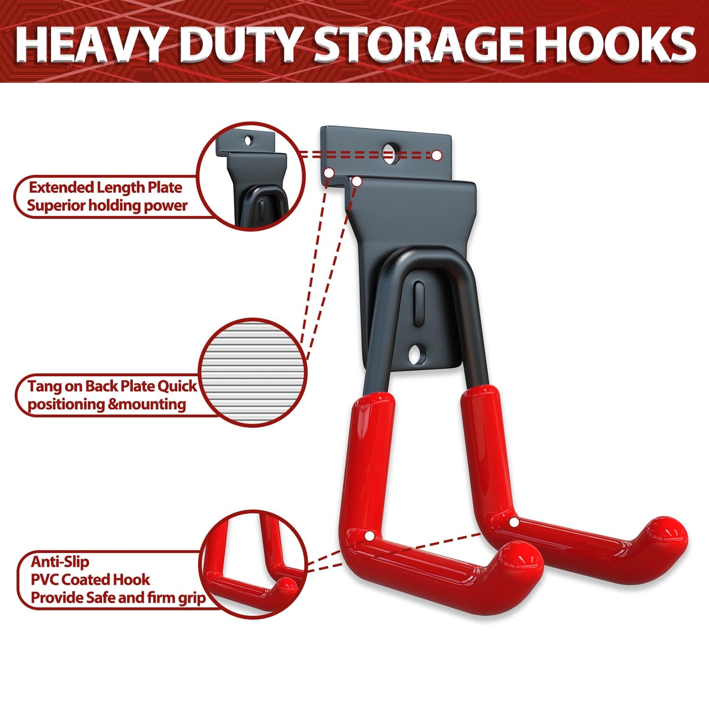 3-H Slat Wall Hooks 12 Pack 4.5 Inch, Slatwall Hooks U Shape,Slatwall Accessories Heavy Duty for Space Saving Used as Proslat Accessories(Red)