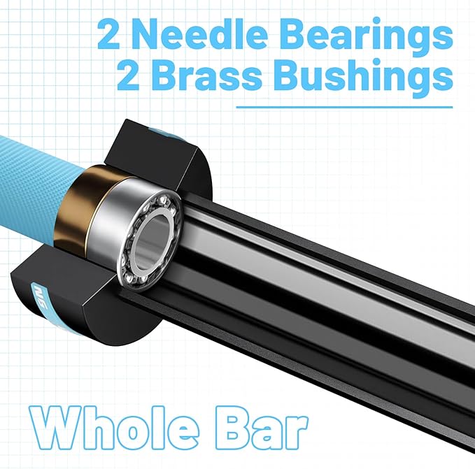 Olympic Barbell 45lb (20kg) - 7ft Bearing Spin Bar for Weightlifting and Strength Training,Ceramic Coating,500 LBS Capacity,28mm High Whip,Fits 2" Plates,for Home Gym