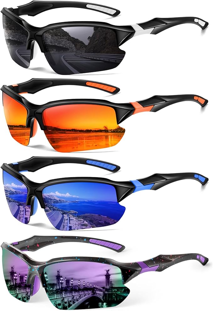 Sports Polarized Sunglasses for Men Cycling Running Fishing UV Protection Sun Glasses Lightweight Half Frame Goggles
